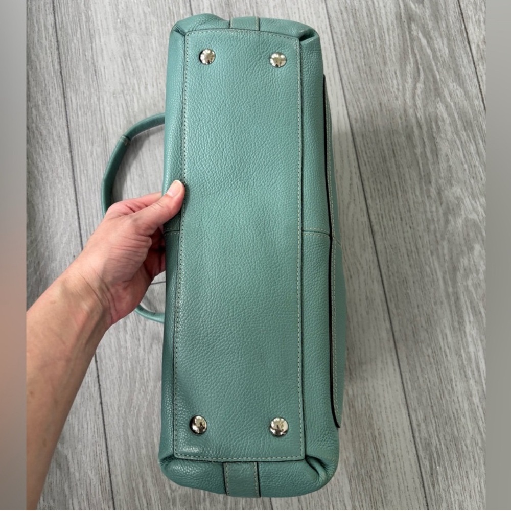 Coach Penelope Aqua Blue Pebbled Leather Zipper Closure Tote Shoulder Bag - Picture 5 of 13